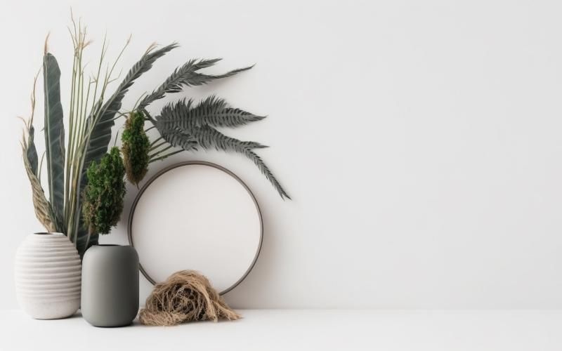 a group of plants in white pots